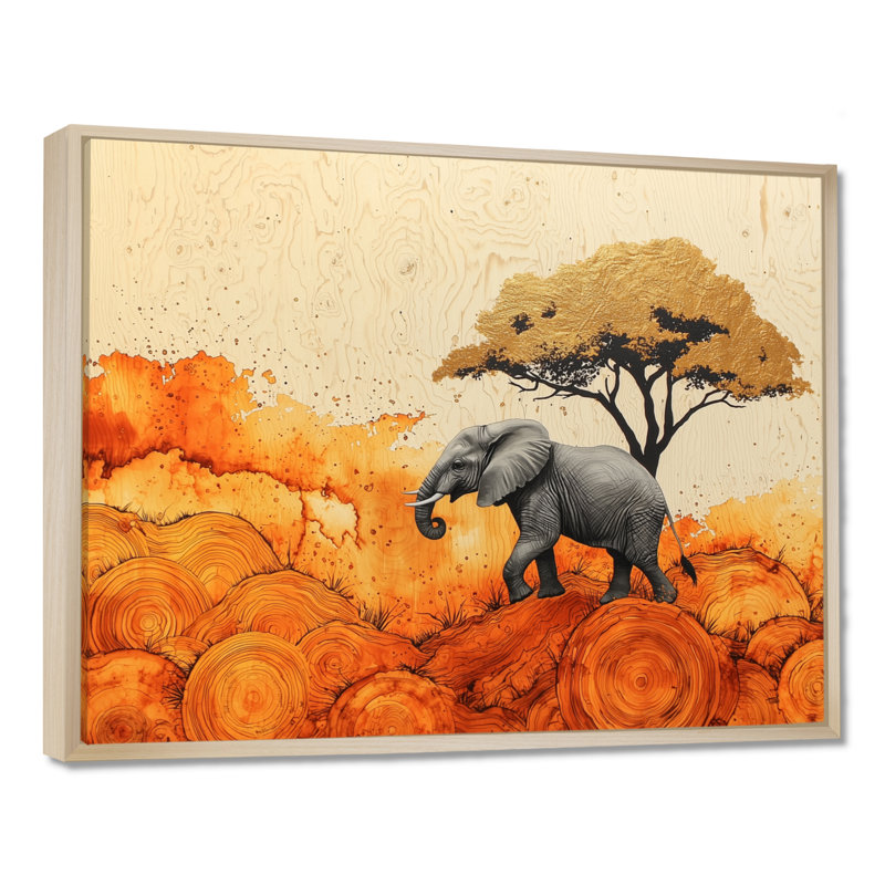 «Guernsey Elephant Spirit of The Savannah II», art mural sur toile, H 30 po x l 40 po, Impression encadrée flottante, Crème