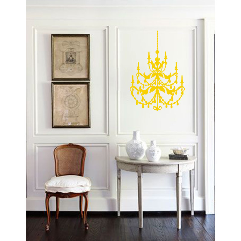 Décalcomanie murale lustre française, H 48 po x l 33 po x P 0,01 po, Jaune clair