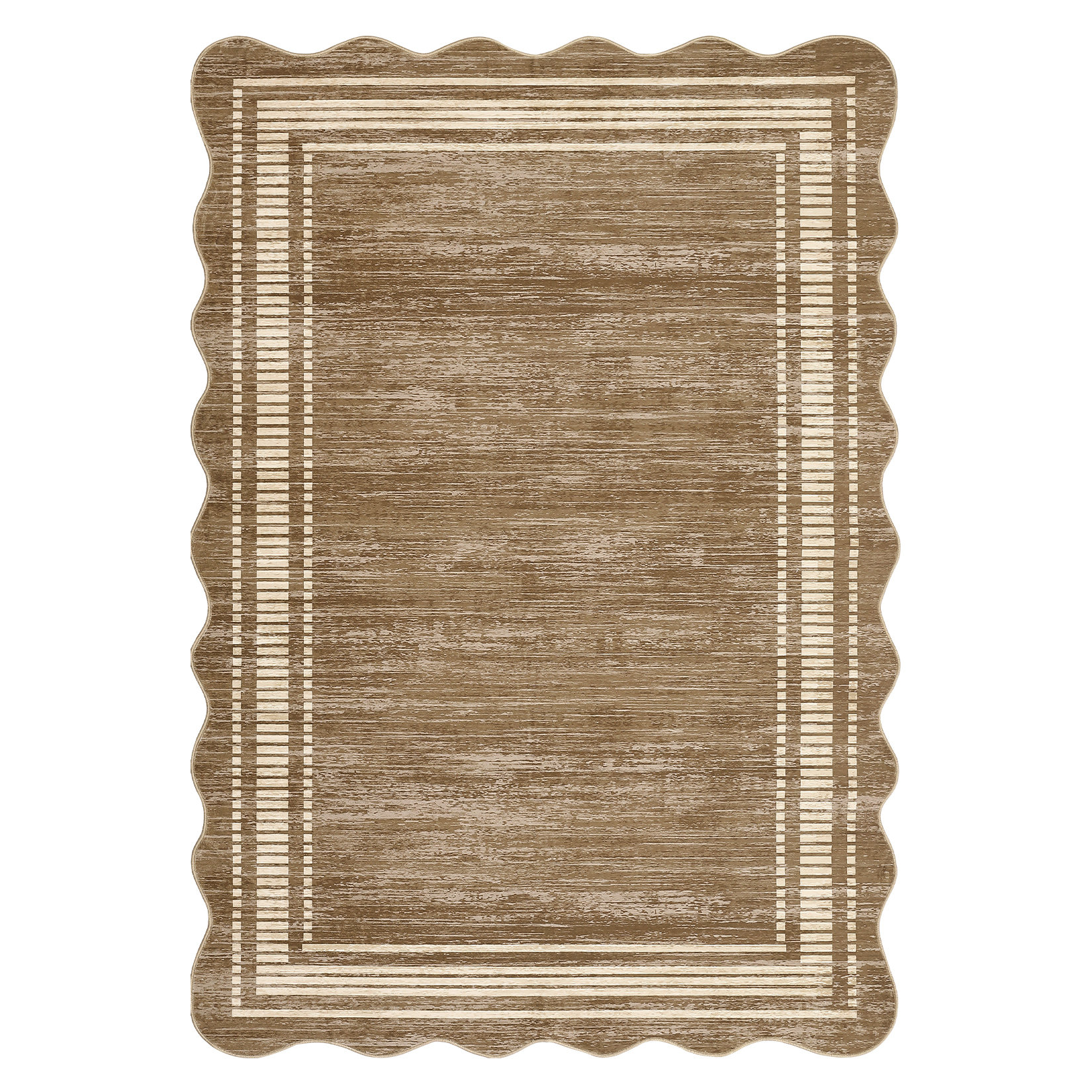 Machine Washable Rug with Rubber Backing Border Design Non-Slip Carpet for Living Room, Bedroom, Dining Room, Office, Playroom
