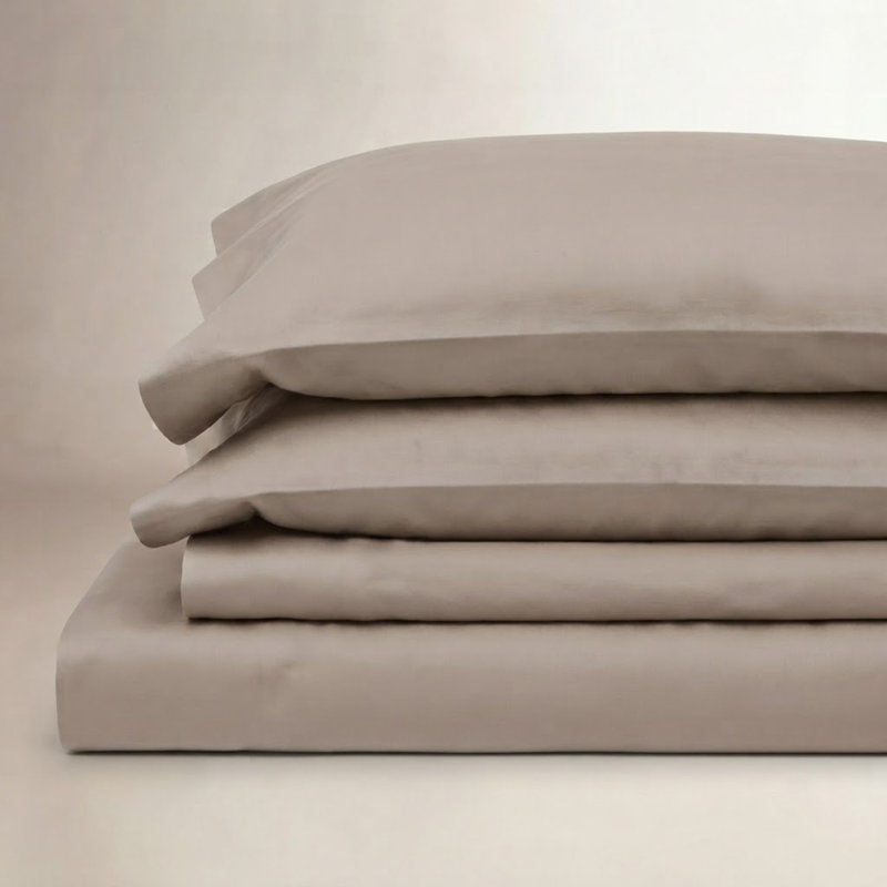 Ensemble de draps en coton et eucalyptus, Ensemble de drap très grand avec un drap-housse e, Simplement taupe