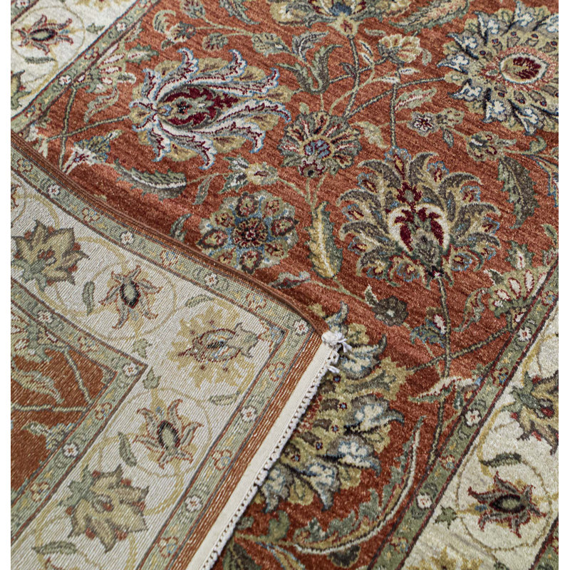 Tapis rouille et ivoire de haute qualité noué à la main