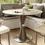 Table de bistro ronde pour salle à manger 31"/39"/43" pour 2 à 4 personnes, avec piètement en métal texturé pierre frittée et bois, idéale pour un coin repas ou une cuisine.-602642376-602642227