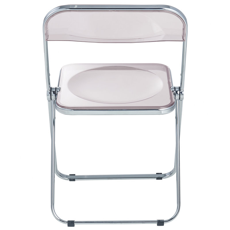 Lawrence Folding Chair Stackable Dining Accent Chair with Frame Kitchen Chair, Rose Pink, Chrome