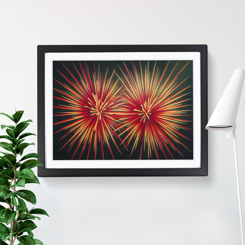 Feisty Fireworks - Single Picture Frame Print, Black, 34cm H x 46cm W x 2cm D