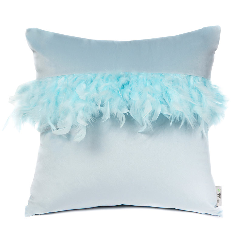 Coussin décoratif en plumes, H 18 po x l 18 po, Bleu clair, Pillow Cover & Insert