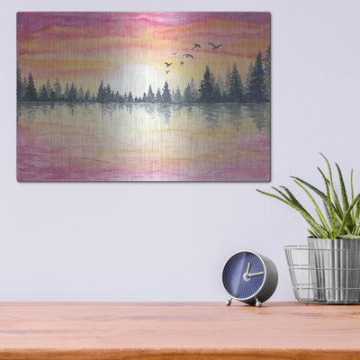  «Sunrise Tree Line» par Anika Goodhue, art mural en métal, 16 po x 12 po