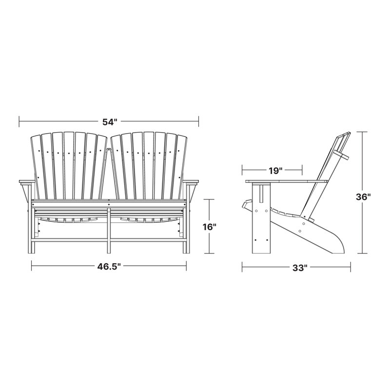 Chaise Adirondack double Heritage, Bois patiné / blanc