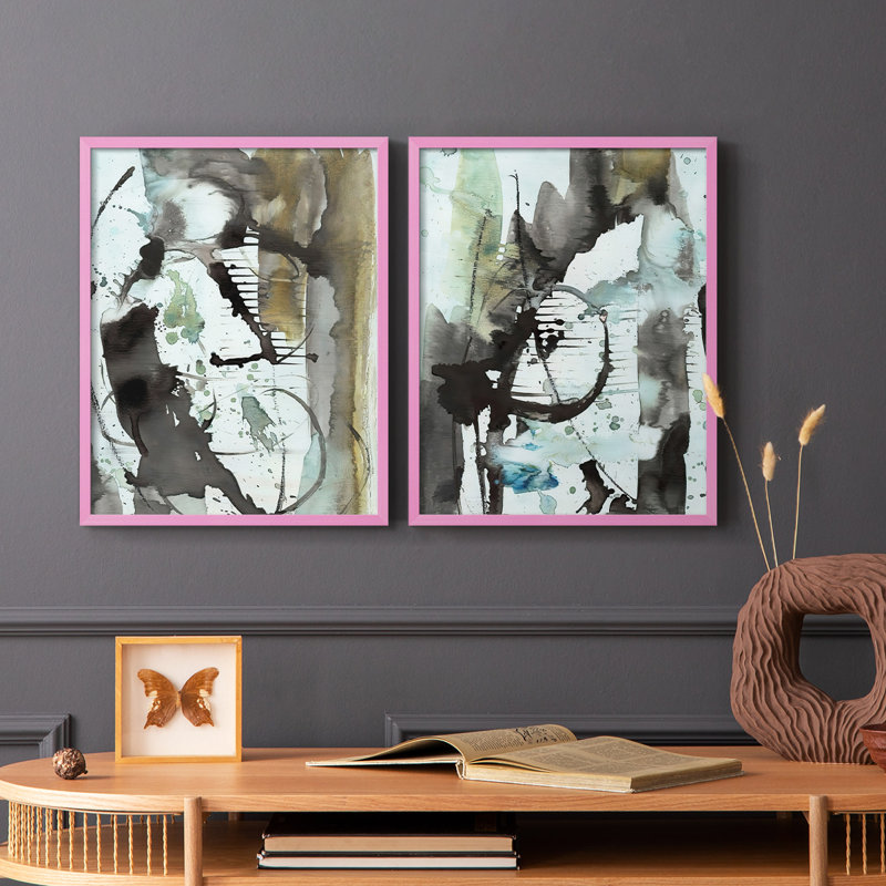 «Lyrical Abstract I», reproduction encadrée de qualité supérieure - prête à être accrochée - aucun clou requis - aucun clou requis