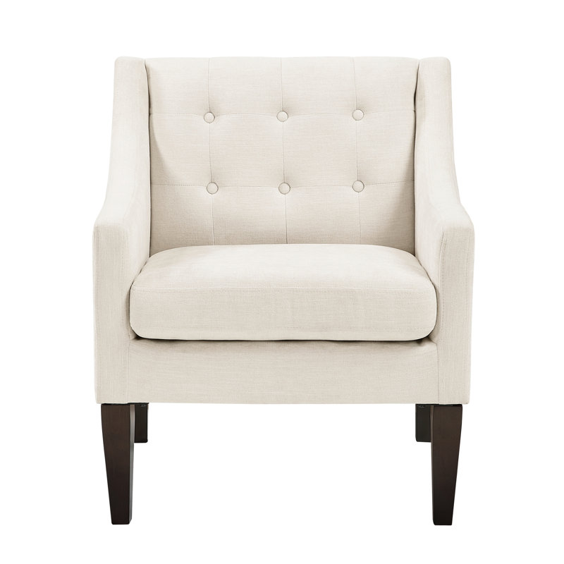 Chaise beige contemporaine avec structure en contreplaqué et tissu de revêtement texturé, Beige