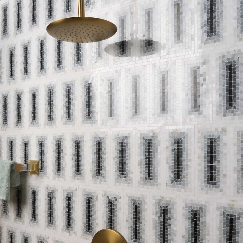 Ako 4x9 Rectangle Marble Micro Mosaic Tile, Grigio Gray