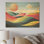 Minimaliste, art au trait multicolore, paysage I - prairie sur bois