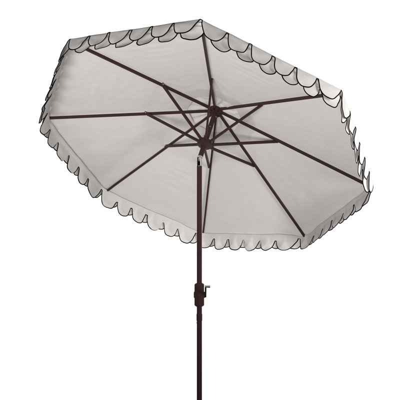 Outdoor Sally Crank Outdoor Umbrella, Black/Ivory