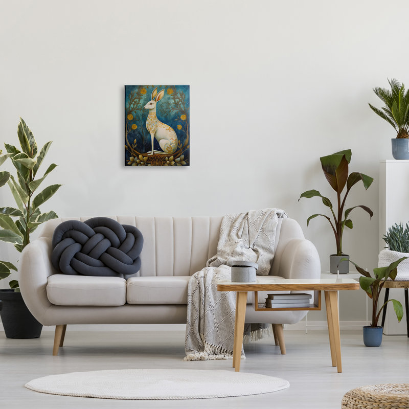 Lapin de forêt à motifs sur toile par LSR Design Studio, H 20 po x l 16 po x P 1,5 po