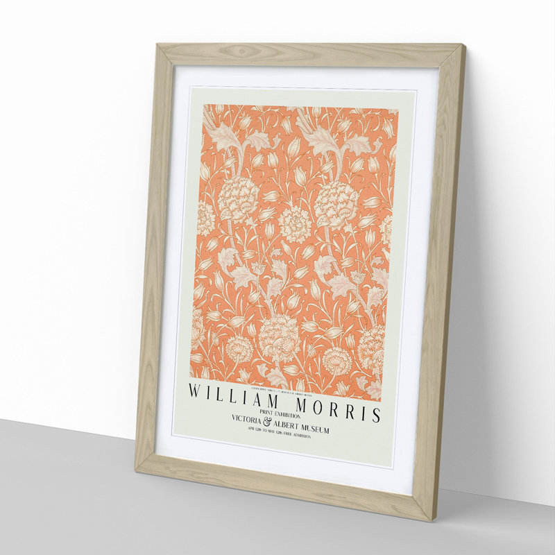 Wild Tulip with Border by William Morris - Picture Frame Painting, Oak Framed, 36cm H x 27cm W x 2cm D