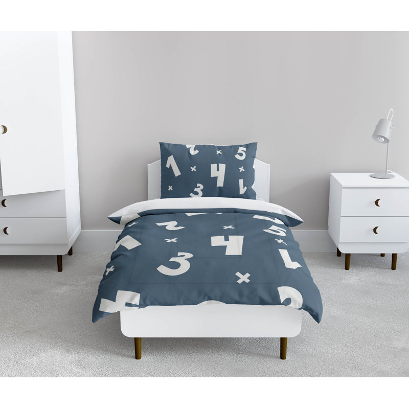 Numbers Decorative Lightweight Comforter Set, Blue