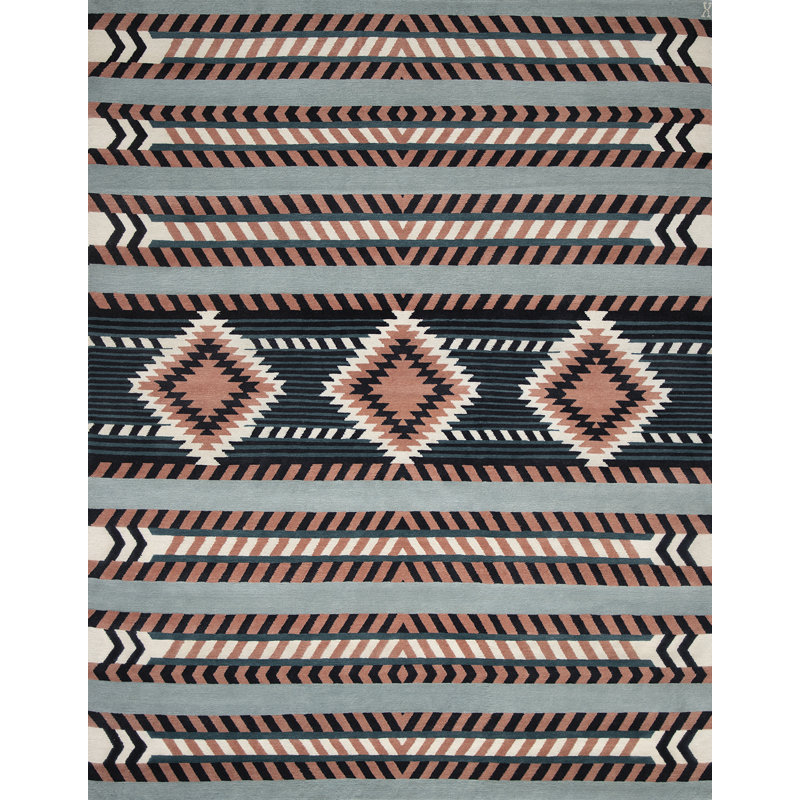 Mesa Hand Knotted Wool Geometric Shapes Area Rug, Rectangle 8' x 10'