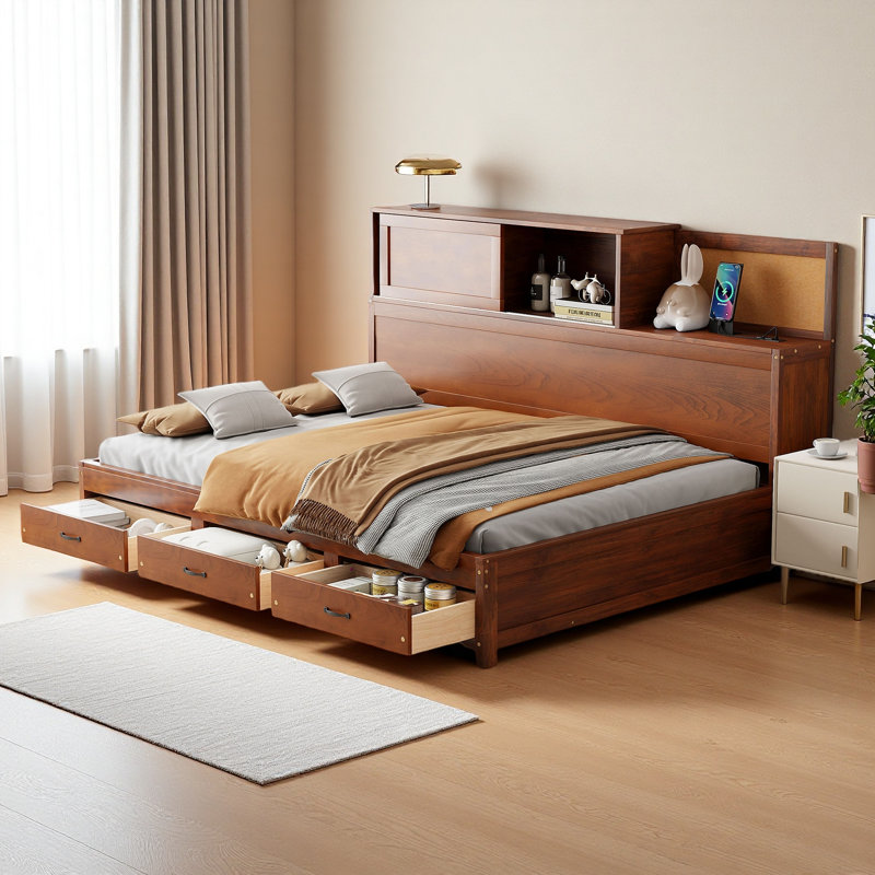 Wooden Daybed with Storage Drawers & USB Ports