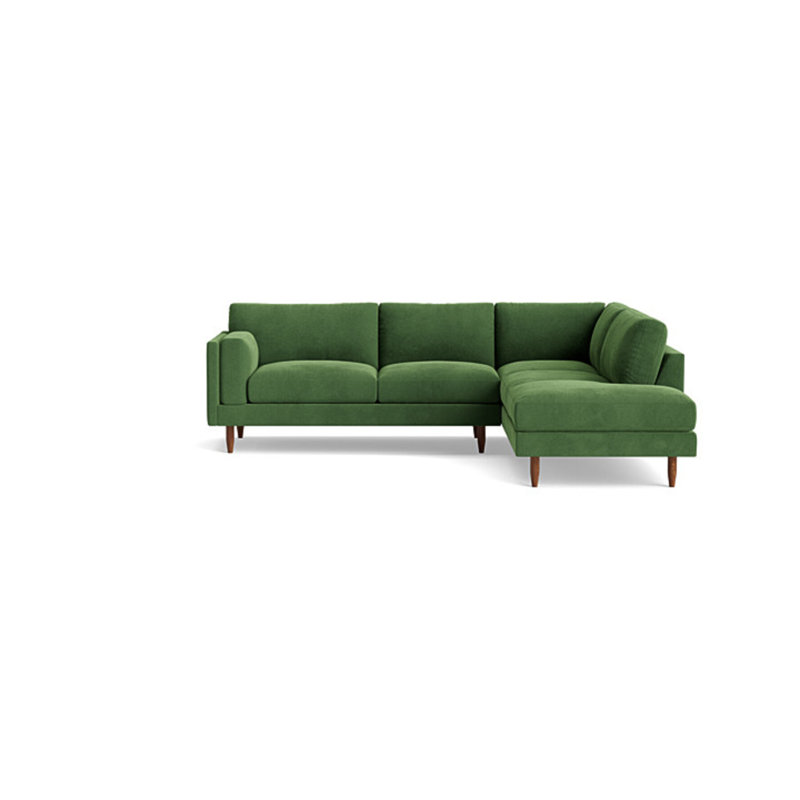 Skinny Fat Sectional, Performance Velvet - Ivy, Right Hand Facing