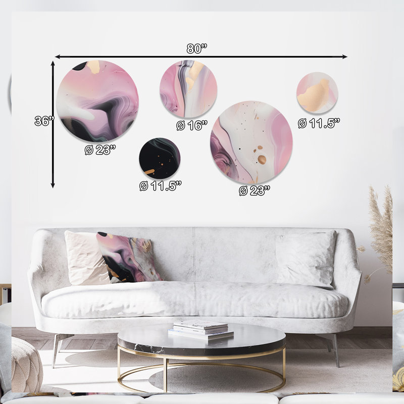 Décoration murale en marbre rose et noir mystérieux II - marbre abstrait
