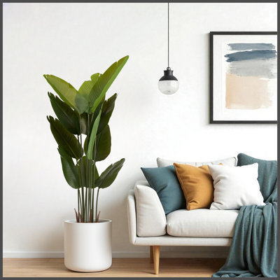 Artificial Bird of Paradise Plant, 5.2ft Tall Faux Tropical Palm Tree in Pot for Indoor or Outdoor Home, Office, or Garden Decoration, 2pcs/set