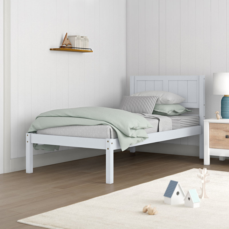 Twin Size Solid Wood Bed, White