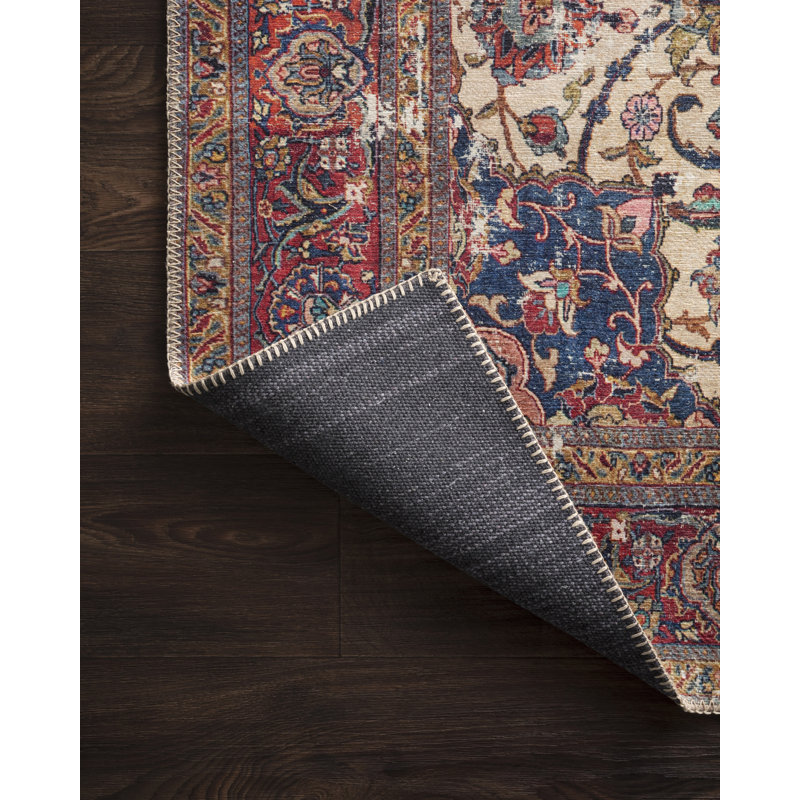 Oriental Sand/Red/Blue Area Rug, Rectangle 8'4" x 11'6"