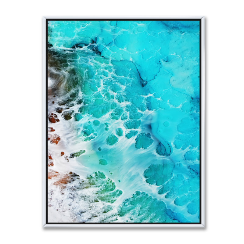 «Waves Epoxy Resin Art III», reproduction d'art sur toile, H 46 po x l 36 po x P 1,5 po, Toile avec cadre blanc