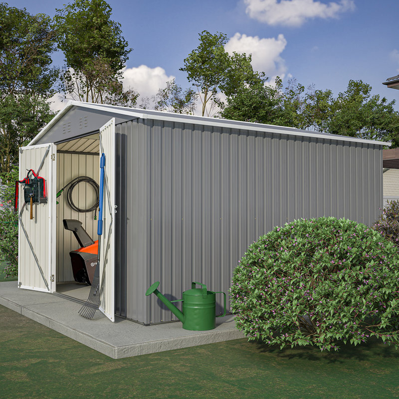 10 X 10 FT Outdoor Storage Shed, Large Metal Tool Sheds With Updated Frame Structure And Lockable Doors, Garden Shed For Backyard Garden Patio Lawn