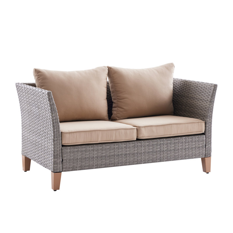 HDPE Wicker Patio Loveseat With Cushion