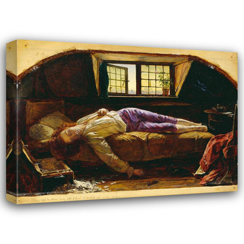 "La mort de Chatterton" par Henry Wallis - Toile tendue avec châssis, H 48 po x l 33 po