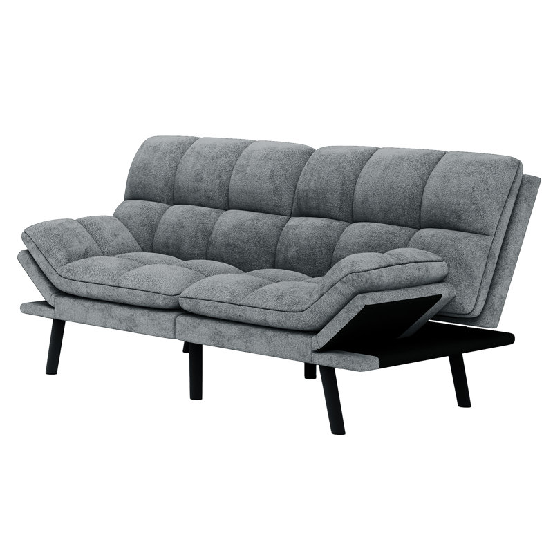 Adjustable Futon Sofa Bed with Cat-Scratch-Proof Fabric and Convertible Design, Dark Grey