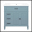 Meuble-lavabo bleu 36 po avec lavabo en céramique, structure en bois d'acacia massif, panneau de fibres à densité moyenne et tiroirs de rangement spacieux