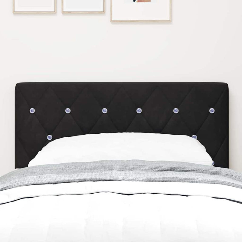  Velvet Headboard Argyle With Headboard 80 Cm Velvet, Black