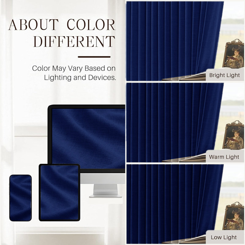 100% Polyester Blackout Pencil Pleat Room Darkening Curtains, Navy, 168cm Width x 213cm Drop