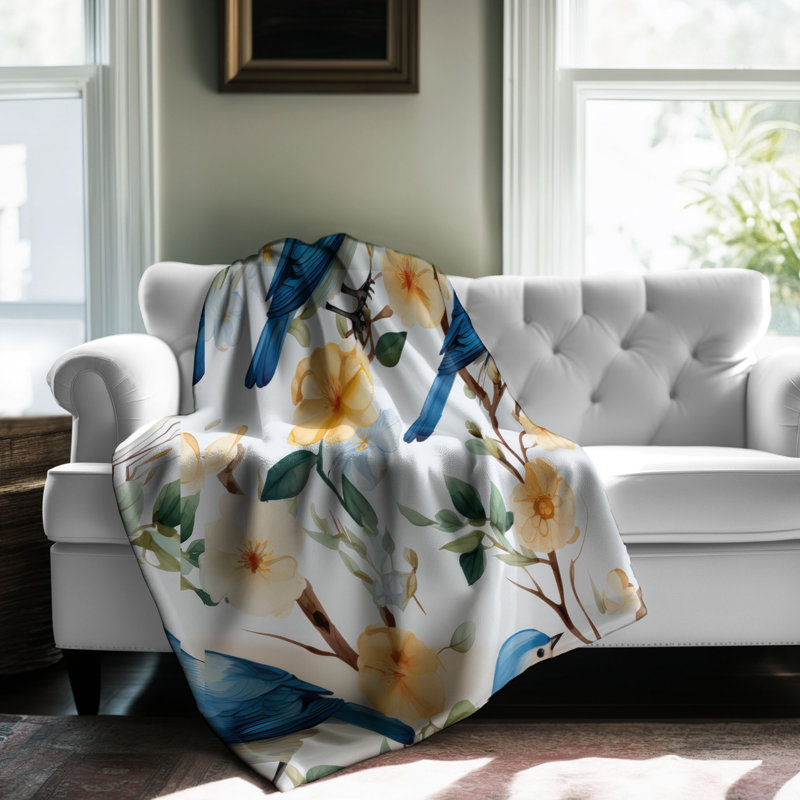 Jeté en sherpa floral 1 pièce, 50 po x 60 po
