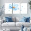 Aquarelle, fleur bleue, impression sur toile, ensemble floral (ensemble de 3)-553058004