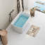 Baignoire de trempage autoportante en acrylique de 49 po, bain de trempage japonais de forme carrée, trop-plein chromé et drain rapide-116559302