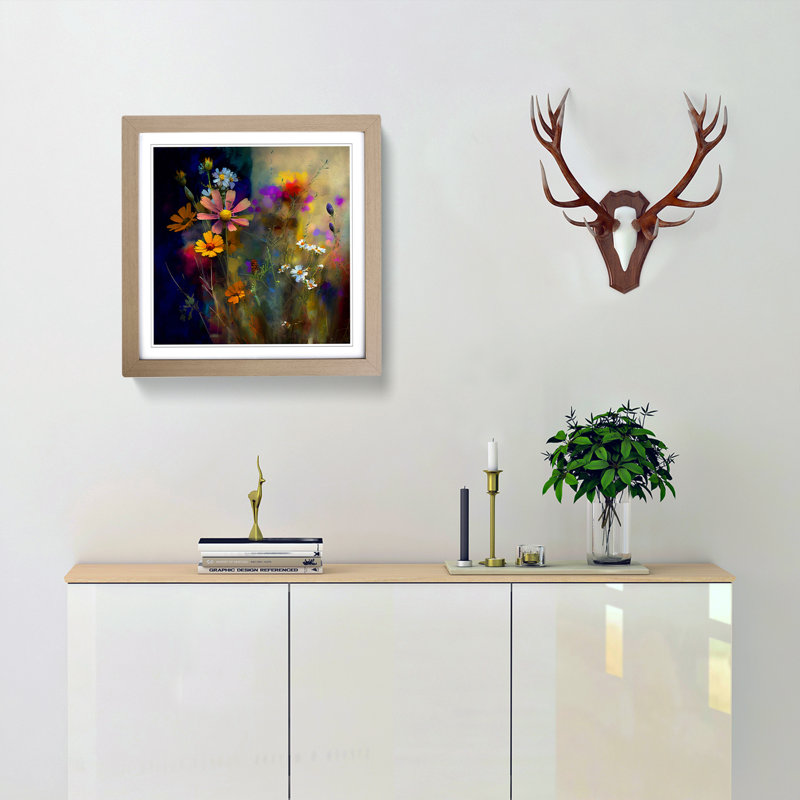 Wildflowers Impressionism - Framed Print, Oak