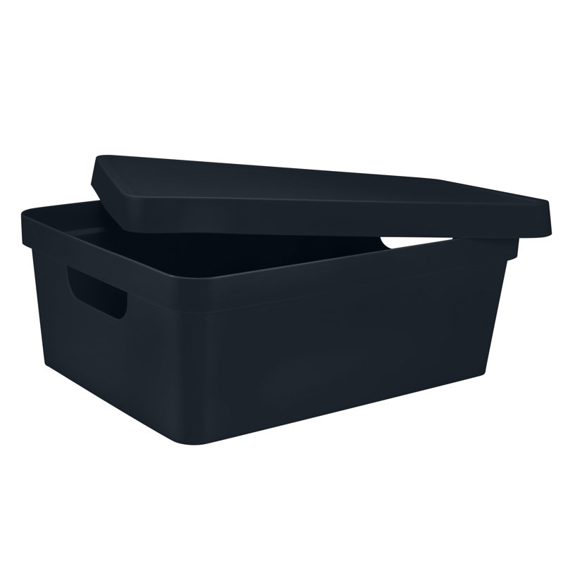 Boîte de rangement en plastique Vinto, 5.4" H x 14.5" W x 11" D, Charbon