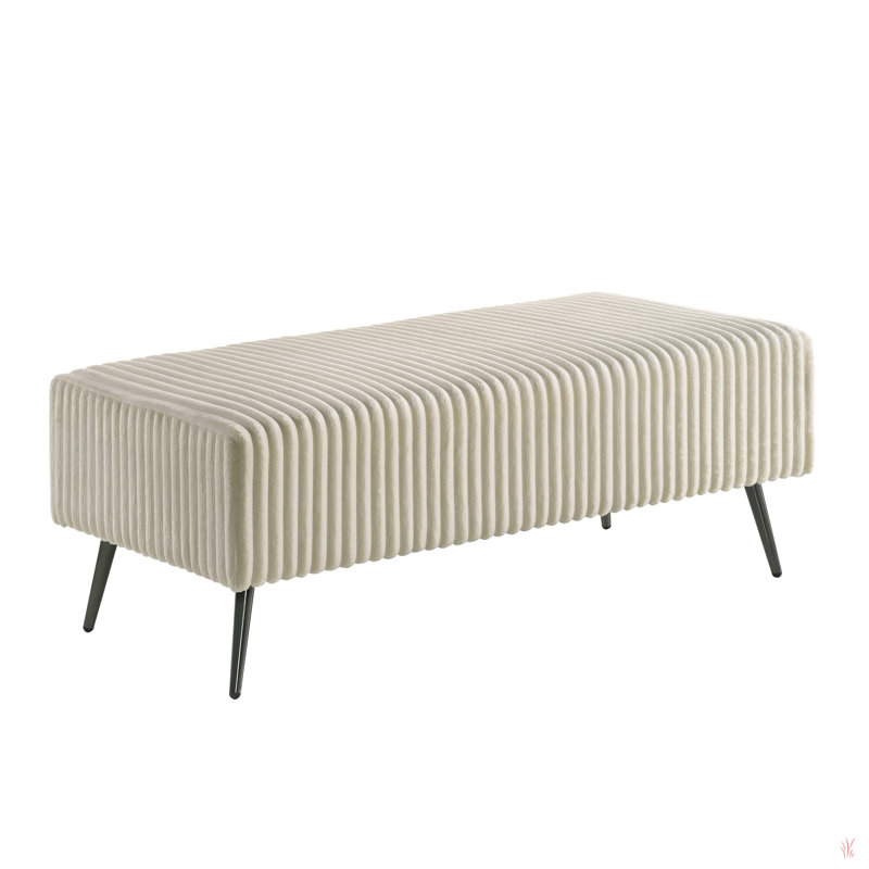 Banc rembourré en velours côtelé Mavela, Crème, crème