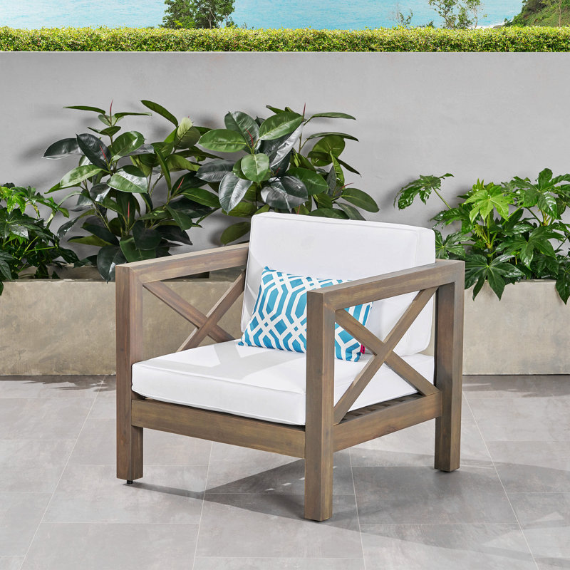 Fauteuil club Brava, confortable et polyvalent, Gris, Tissu blanc imperméable