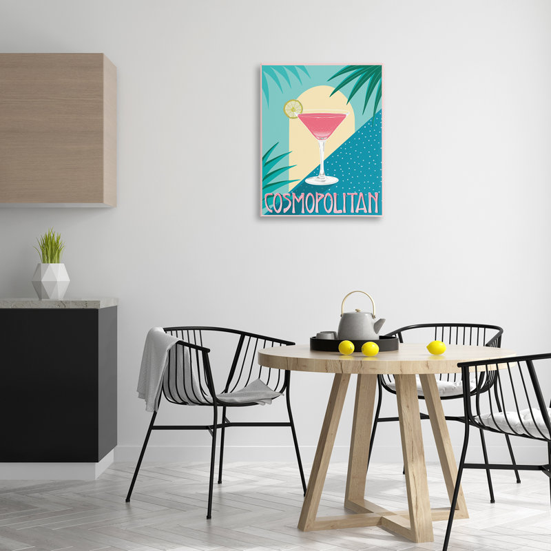 «Cosmopolitan & Palm Leaves», art mural sur toile par Jo Reid, H 30 po x l 24 po