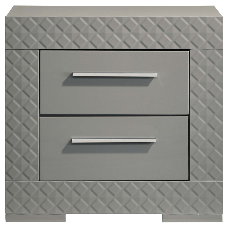 Table de chevet 2 tiroirs Pierce, Gris