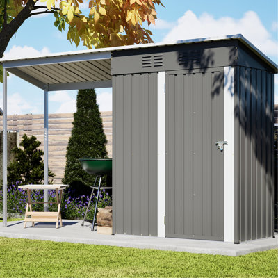 Remise et abri de jardin en acier galvanisé 5 x 3 pi 2 en 4 résistant aux intempéries, conçu pour le patio, le jardin et le rangement des outils, rangement ouvert pour la pergola en plein air avec sécurité