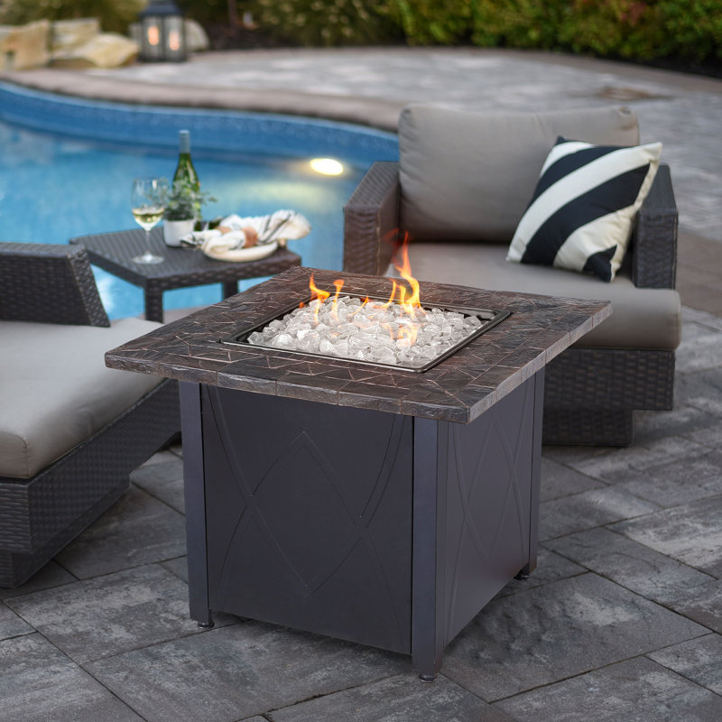 Endless Summer Black Tile Mantle Liquid Propane Outdoor Fire Table Endless Summer Black Tile Mantle Liquid Propane Outdoor Fire Table