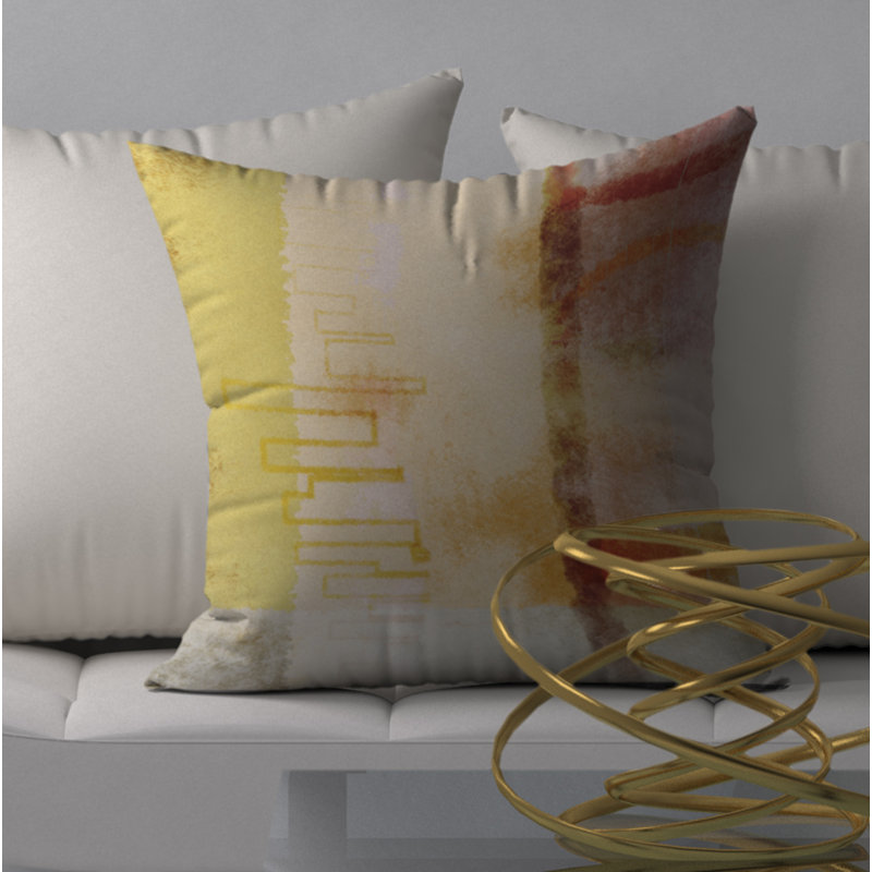 Housse et insert de coussin carré Vivace, 18" x 18", Jaune / Blanc