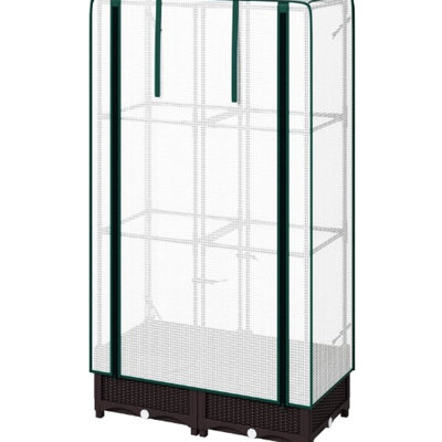 Outdoor Plant Box,Garden Bed With Trellis,With Cover,Drainage Holes And Zipper Door