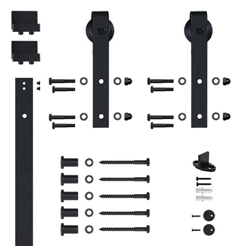 Soft Close Standard Single Barn Door Hardware Kit, Black