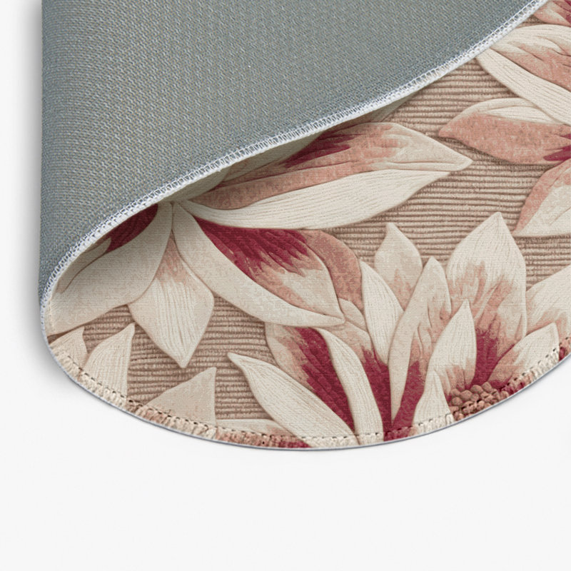 Tapis beige d'intérieur et d'extérieur Botanical, Rond 5 pi