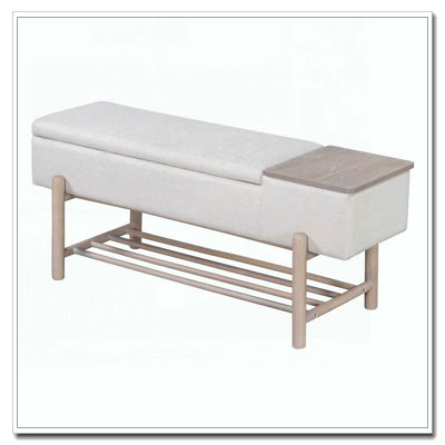 Upholstered Storage Bench with Hidden Compartment, Modern Entryway Bench for Living Room, Entryway, and Hallways
